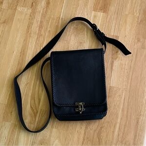 Black leather cross body purse